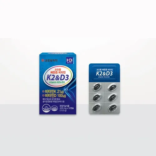 코오롱 뼈튼튼 비타민 K2 D3 450mg 30캡슐 1개월분