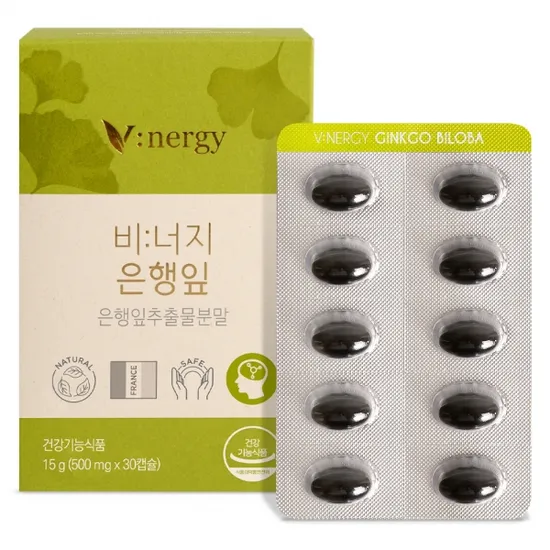 휴럼 비너지 은행잎 기억력 혈행 혈액순환 개선 400mg 30정 1케이스