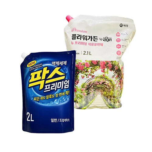 프리미엄 세탁세제 2L 1개 뉴 플라워가든 아이린 섬유유연제 2.1L 1개