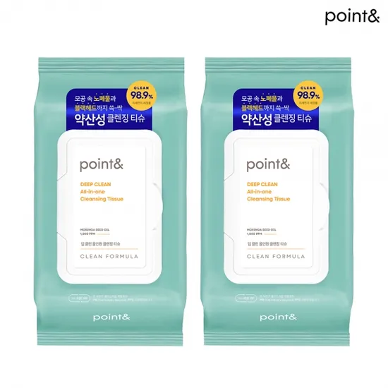 POINT& 딥클린 올인원 클린징티슈 80매 2개