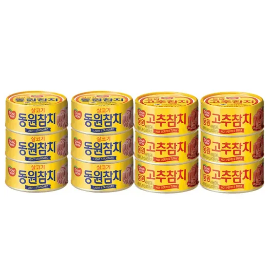 동원 라이트 참치 85g 6캔 + 고추참치 85g 6캔 (11,776원/무료)