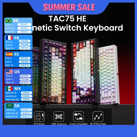 AKKO TAC75 HE 마그네틱 스위치 8K 0.01mm 게이밍 키보드 ($17.17/무료)