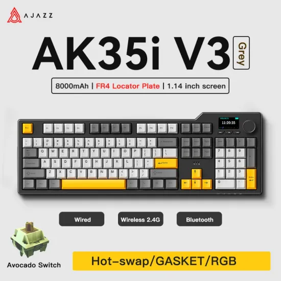 Ajazz AK35I V3 가스켓 풀 키 핫 스왑 104 키 유선 전용