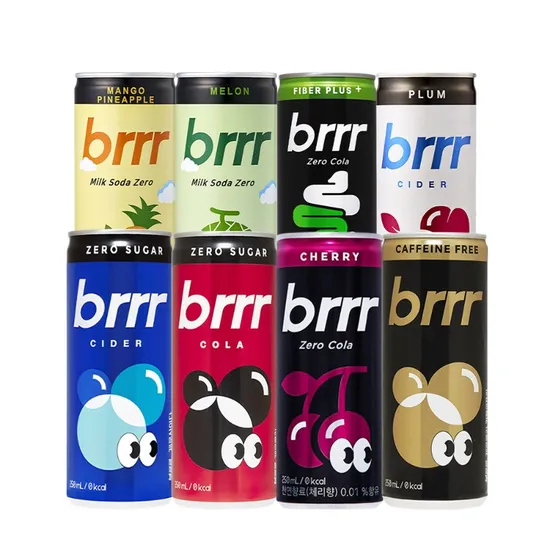부르르 60캔 2종 선택 가능 체리 자두 수박 화이바 카페인프리 망고파인애플 밀크소다메론 외 다양