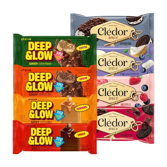 빙그레 딥앤로우 저당 아이스크림+끌레도르 바 골라담기 24개~ (24,831원/무료)