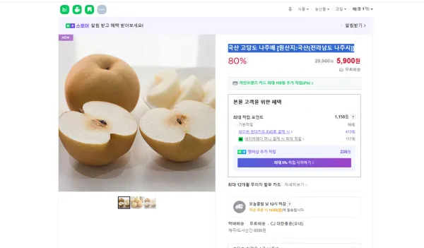 국산 고당도 나주배