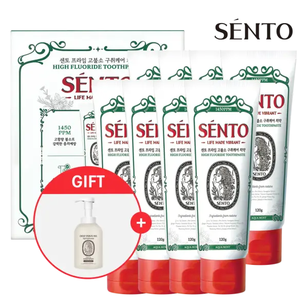 센.토 프라임 고불소 구취케어 치약 아쿠아민트향 120g 8개 핸드워시 510ml 1개