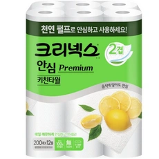 크리넥스 안심 프리미엄 키친타월, 200매, 12개 (10,560원/무료 배송)