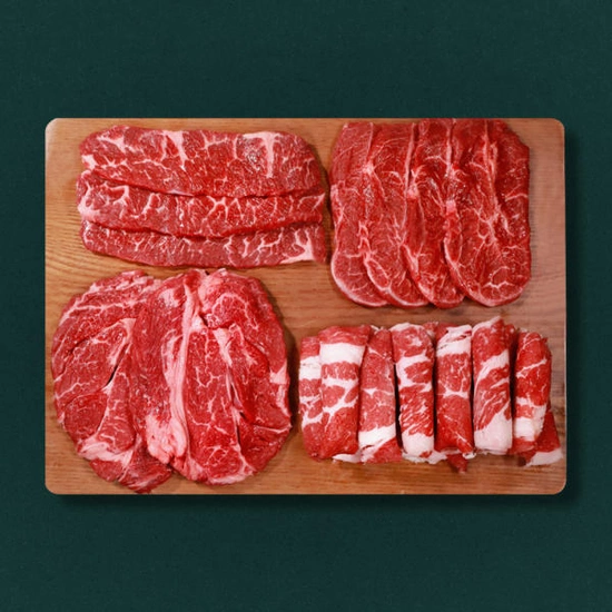 푸드장 소고기 소갈비살 채끝등심 부채살 꽃등심 꽃갈비살 살치살 소목등심 차돌박이 ( 12,900원 / 3,500원 )