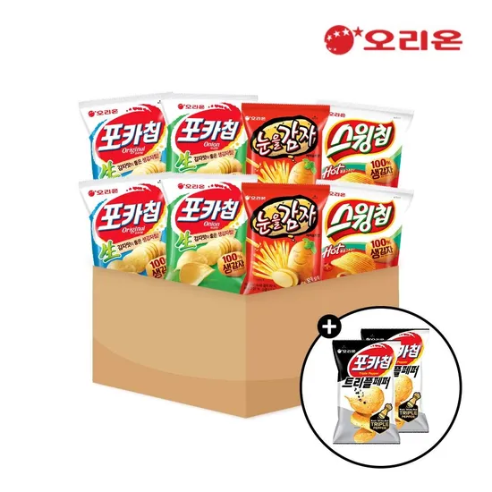 포카칩.눈을감자.스윙칩 미니스낵 4종 16팩 + 포카칩 트리플페퍼 2봉 증정/(토스,카카오페이) (12,660원/무료 배송)