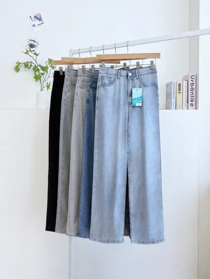 -5도씨 아이스 텐셀 여름 밴딩 세미 와이드 일자 스판 데님/키작녀 빅사이즈 (23800/무료)