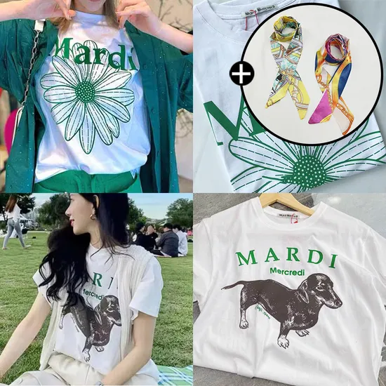 마르디메크르디 티셔츠 베이직 플라워 트리플 슬림핏 반팔티 남녀공용 (38500/무료)