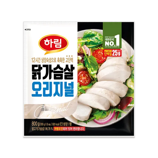 하림 냉장 닭가슴살 오리지널 100g 8팩 (14,080원 / 무료)