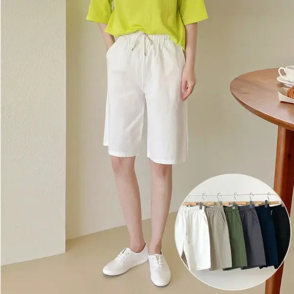 코린 5부 린넨 반바지 7color 남녀공용 3단 사이즈 여름 밴딩 팬츠