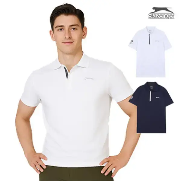 슬레진저 남성 플라켓 배색 카라 반팔티