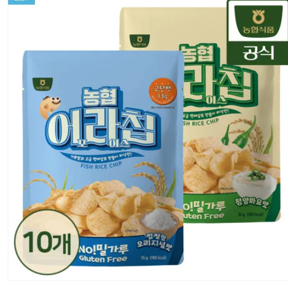 농협식품 어포라이스칩 오리지널맛 청양마요맛 35g 10개