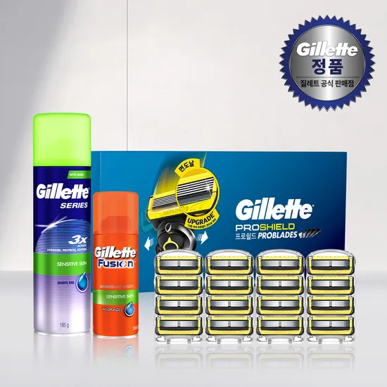 질레트 프로쉴드 면도날 16입 시리즈젤 195g 하이드라젤 70g