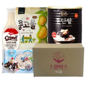 팥빙수재료 패밀리H 인절미 빙수 세트 팥 떡 연유 콩가루
