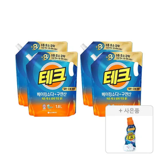 테크 베이킹 구연산 액체세제 일반 드럼 겸용 리필 1.8L