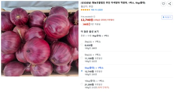 싱싱냠냠 영농조합법인 무안 자색양파 적양파 1박스