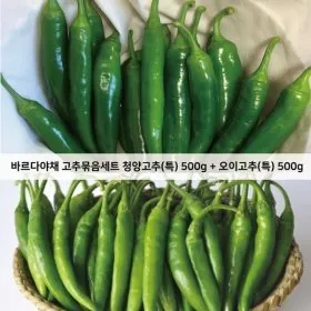 지마켓)(특품1+1) 고추묶음세트 / 청양500g + 오이고추500g (특품) (총1kg) 10,290원(무배