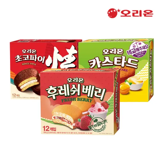 오리온 후레쉬베리 12개 카스타드 12개 초코파이 12개