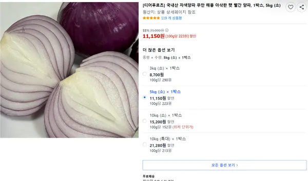 국내산 자색양파 5kg
