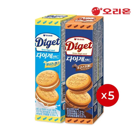 다이제샌드 바닐라밀크 5개 초코스프레드 5개