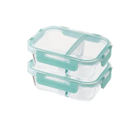 락앤락 칸칸이 직사각 2칸 유리 밀폐용기 600ml+600ml 2개