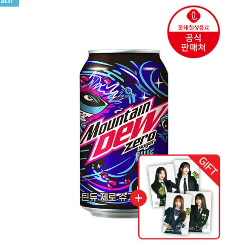 마운틴듀 제로슈거블루 355ml 24캔 QWER 포토카드 1세트