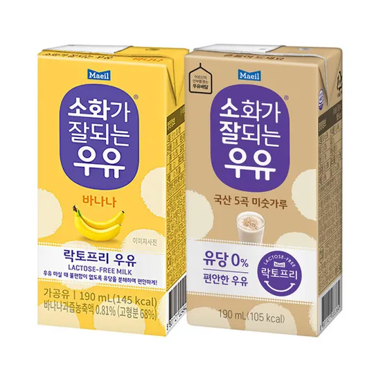 소화가 잘되는 우유 락토프리 미숫가루 바나나 190ml 24팩