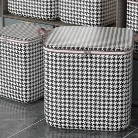 110L 대용량 체크 이불 정리함 2+2 수납함 의류 잡동사니 장난감 보관함