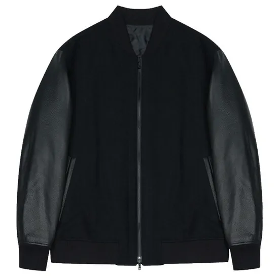 지이크 블랙 바시티 레더자켓