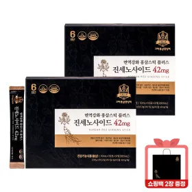 면역강화 홍삼 스틱 플러스 진세노사이드 42mg 30포 x 2박스 쇼핑백