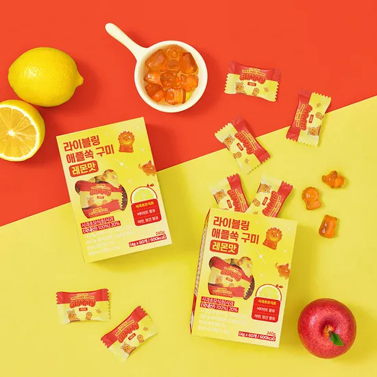 라이블링 애플쏙 구미 레몬맛 사과초모식초 애사비젤리 1박스 4g x 60개