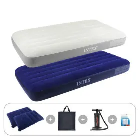 인텍스 듀라빔 블루 아이보리 에어매트 가방 핸드펌프 M 고급 에어베개 수리패치 풀세트