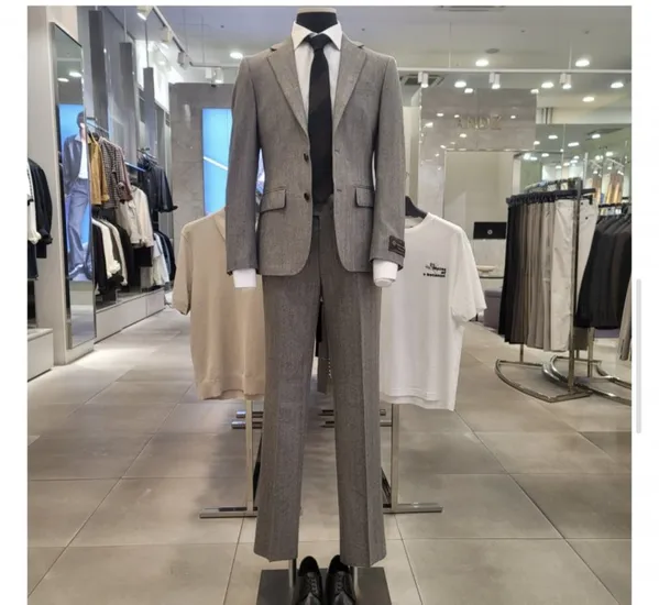 앤드지 베이지 투버튼 슬림핏 정장세트