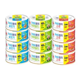 가벼운참치 살코기 135g x 4, 가벼운참치 더마일드 135g x 4, 가벼운참치 고추 135g x 4 총 540g