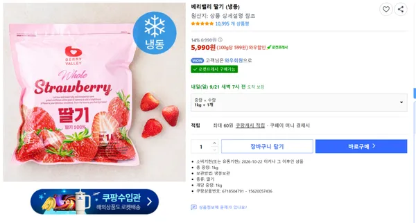 베리밸리 냉동 딸기 5kg