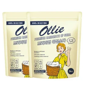 올리 프리미엄 탄산 워싱소다 찬물에도 녹는 흰옷얼룩 기름때제거 세탁조클리너 대용량 3kgx2개 미국원료100% 9900원