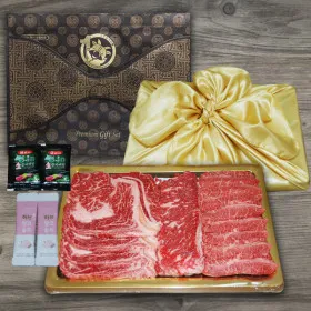 신선집중 1등급 로스선물세트 한우홈마카세 600g (꽃등심 200g + 채끝 200g + 특수부위 200g) + 생와사비 + 고급소금