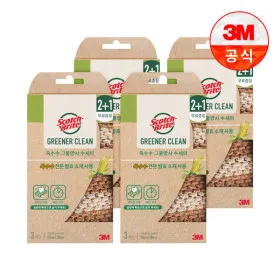 3M 그리너클린 옥수수 그물망사 수세미 2+1입 4개 총12입