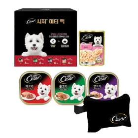 시저 미티 믹스팩 쇠고기 6입 불고기 6입 양고기 6입 파우치 4입 시저 배변봉투 케이스