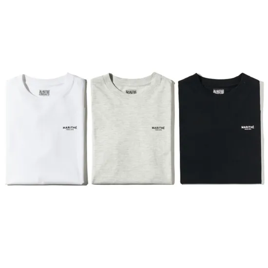 마리떼 스몰 로고 티셔츠 화이트 그레이 블랙 3장 세트 남여공용 반팔 티