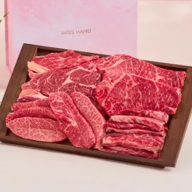 한우선물세트 구이모듬 1kg 등심 채끝 갈비살 부채살