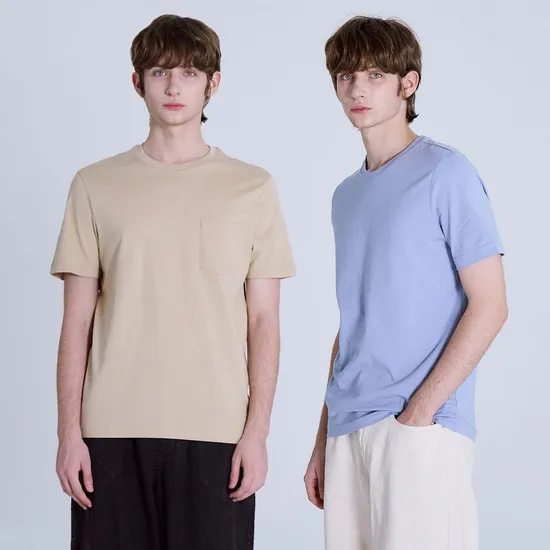 베이직하우스 면20수 기본반팔티 포켓티셔츠