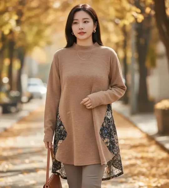 플레어 튜닉 실버다이아몬드 엄마옷 할머니옷 7부 빅사이즈 마담의류