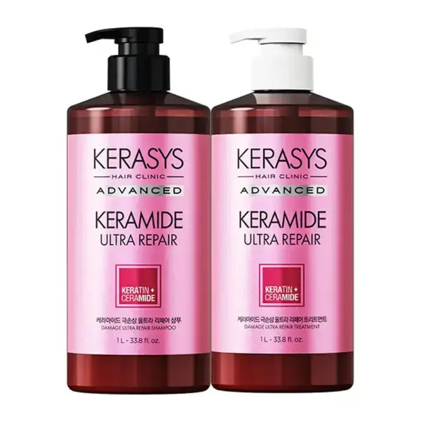 케라마이드 극손상 울트라 리페어 샴푸 1L, 1개 + 트리트먼트 1L, 1개