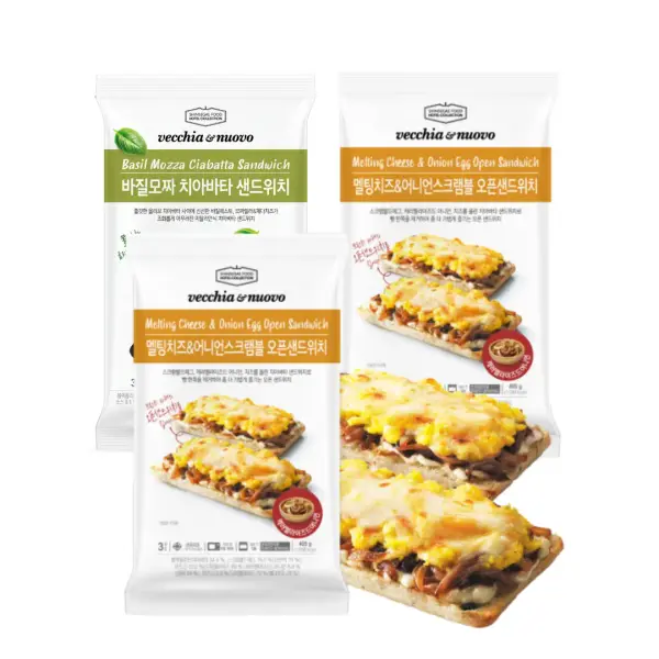 베키아에누보 멜팅치즈 & 어니언 스크램블 오픈샌드위치 405g x 2팩 바질모짜 1팩 총 9개
