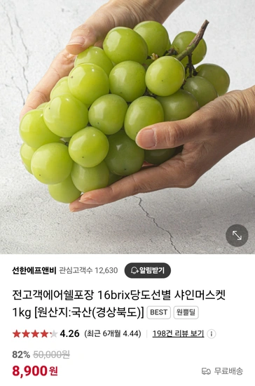 16brix당도선별 샤인머스켓 1kg